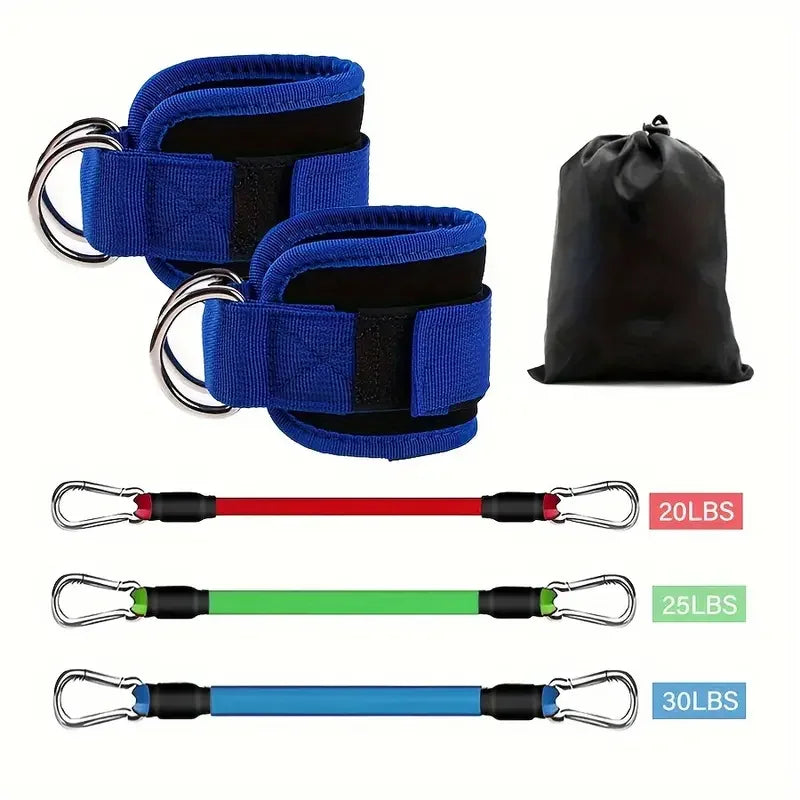 6 Piece Ankle Resistance Bands With Cuffs for Working Out Glute Leg Exercise Booty Workout Equipment Blue Color Medium 19*15*4CM Tidesmit