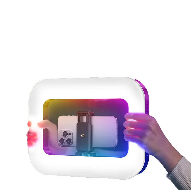 Handheld RGB LED Ring Video Light for Smartphone Outdoor Vlogging with Stabilizer Bracket and Tripod for Phone Use Tidesmit