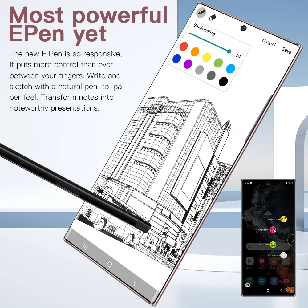 2023 Note 20 Ultra New 7.3inch Smartphone 4g 5g Unlocked Android Mobile Original Cellphone Cell Smart Phone Tidesmit