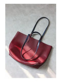 Women Luxury Genuine Leather Tote Soft Cowhide Handbag Two Sides Available Using Shoulder Bags Versatile And Durable