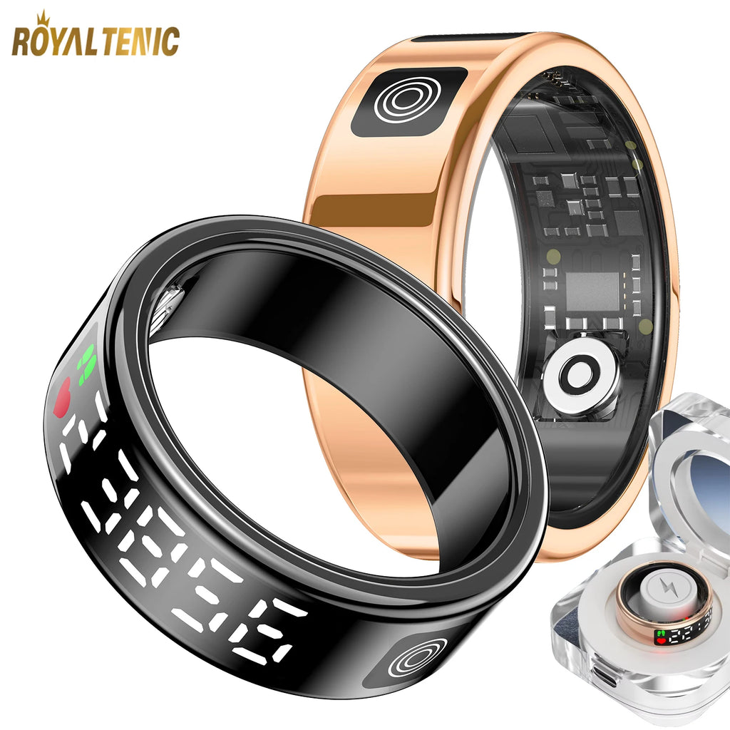 SR08 Smart Ring with Charing Box Heart Rate Sleep Tracker Smartring Sport Modes Digital Display Smart Ring for IOS Android Tidesmit