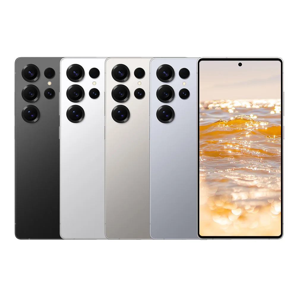 Tidesmit S25 Ultra 5G smartphone with 6.9 inch display, 12GB RAM, 512GB storage and S-Pen in sleek titanium silver.