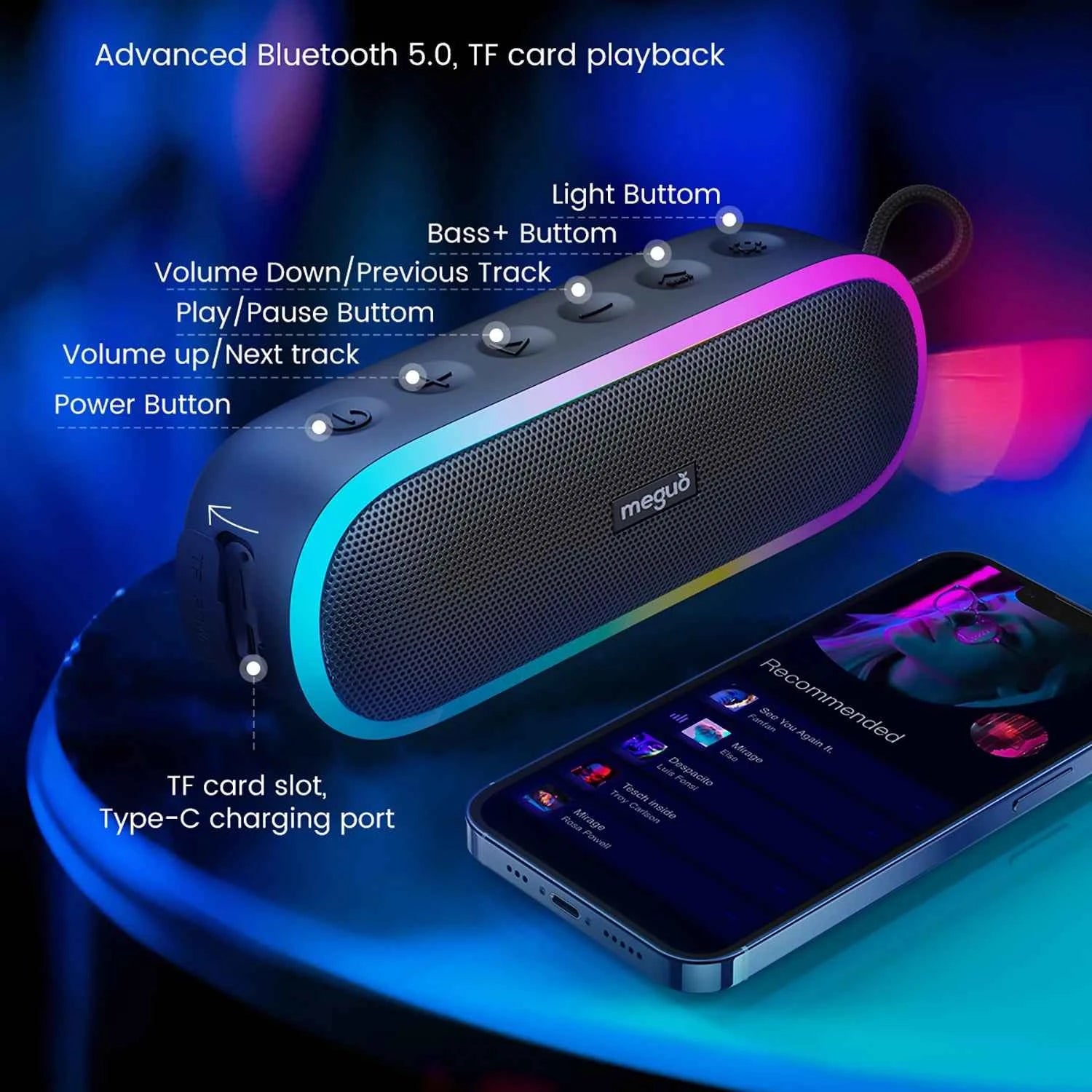 A15 PRO 20W Wireless for Bluetooth Speaker Portable IPX7 Waterproof RGB Lights 24 Hours Playtime TWS for Outdoor and Computer Us My Store
