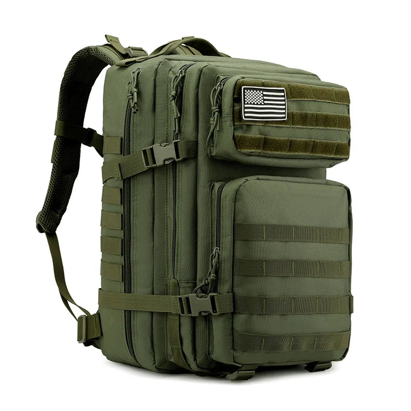 Large Capacity 45L Liters Oxford Waterproof Tactic Fitness Backpack Premium Molle Tactical Gym Trekking Backpack Green 45 Liters Tidesmit