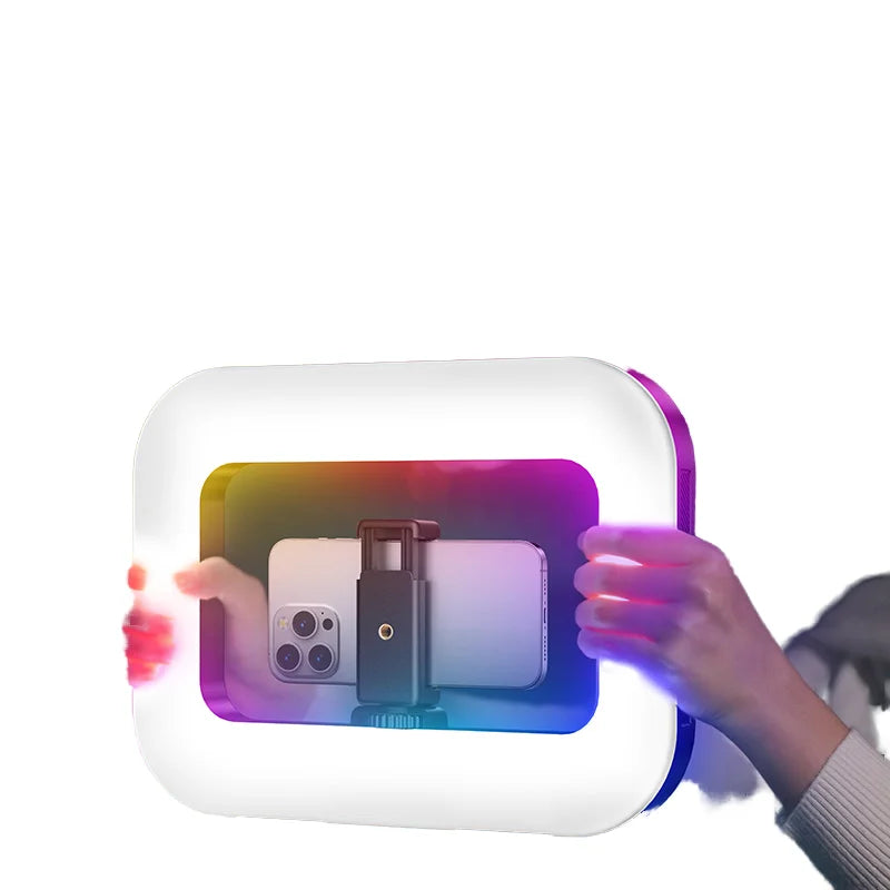 Handheld RGB LED Ring Video Light for Smartphone Outdoor Vlogging with Stabilizer Bracket and Tripod for Phone Use Tidesmit