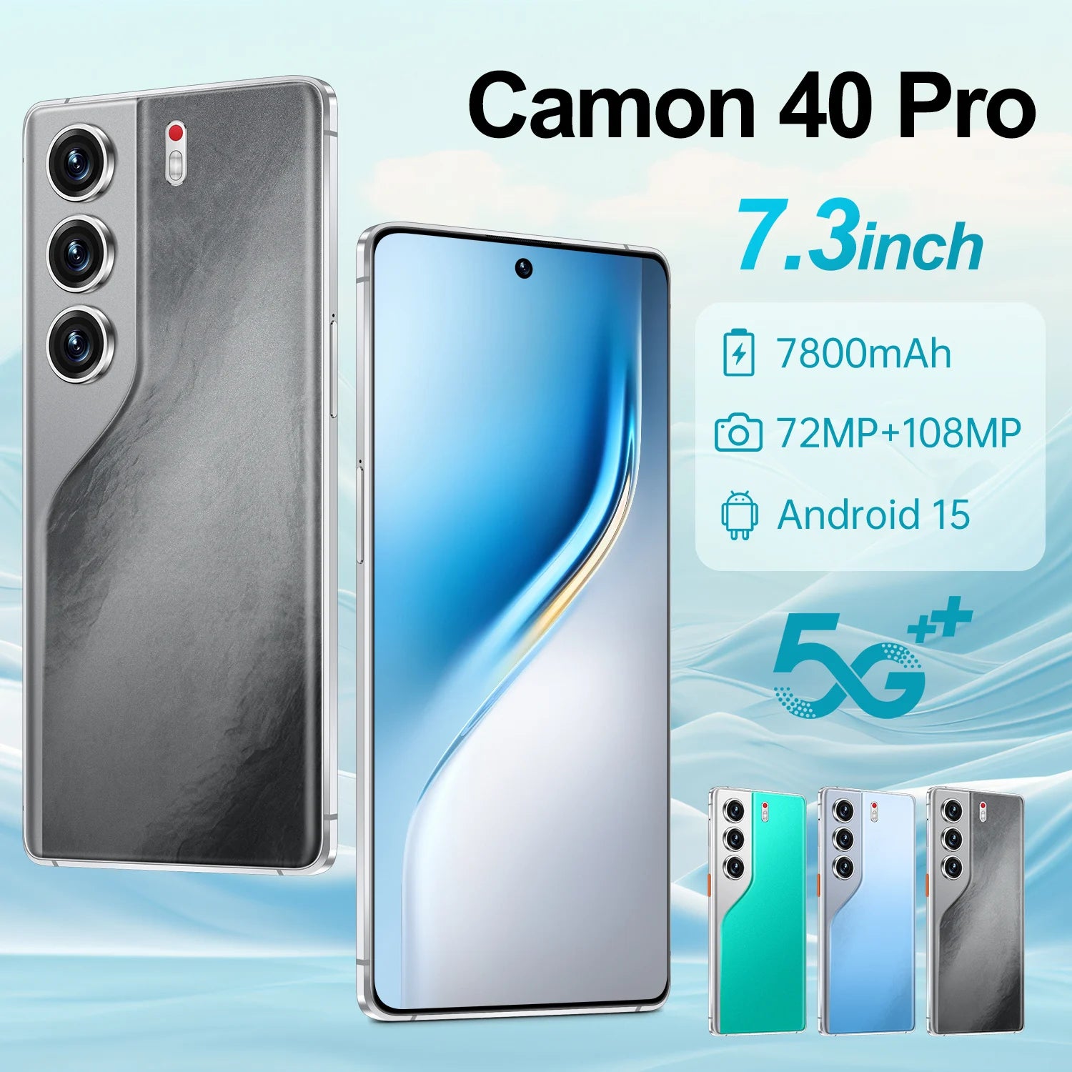 Camon 40 Pro 5G Smartphone, 16GB RAM, 1TB Storage - Black Tidesmit