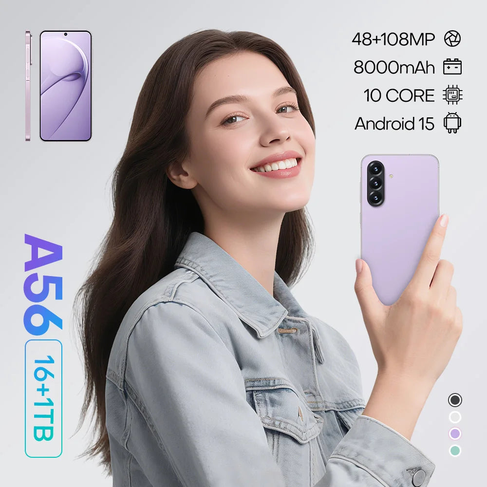 A56 5G Smartphone, 16GB RAM, 1TB Storage, Dual SIM - Tidesmit Tidesmit