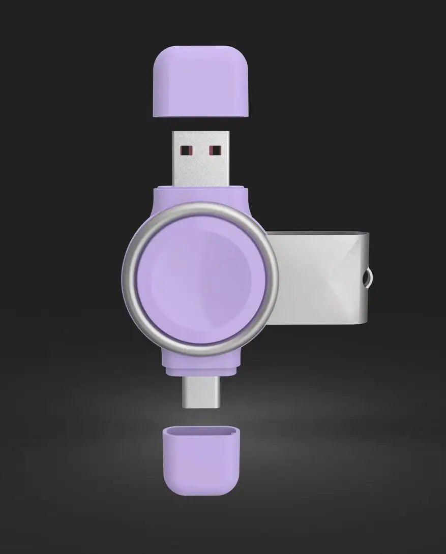 Power bank charger-Air Version Pocket Fast Charging PortableMini Keychain Type C USB Magnetic Wireless Smart Watch Charger Purple Tidesmit