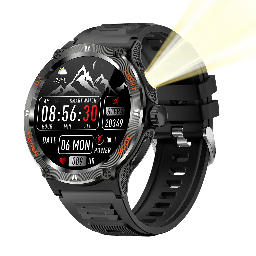 OEM ODM Supplier Electronic Digital KT76 Smartwatch Flashlight 3ATM Waterproof Swimming Running Sport Smart Watch for Men - Tidesmit