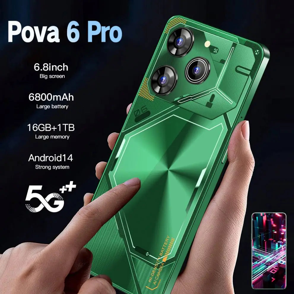 Pova 6 Pro 5G Smartphone - 1TB Storage, 6800mAh Battery - Blue Tidesmit