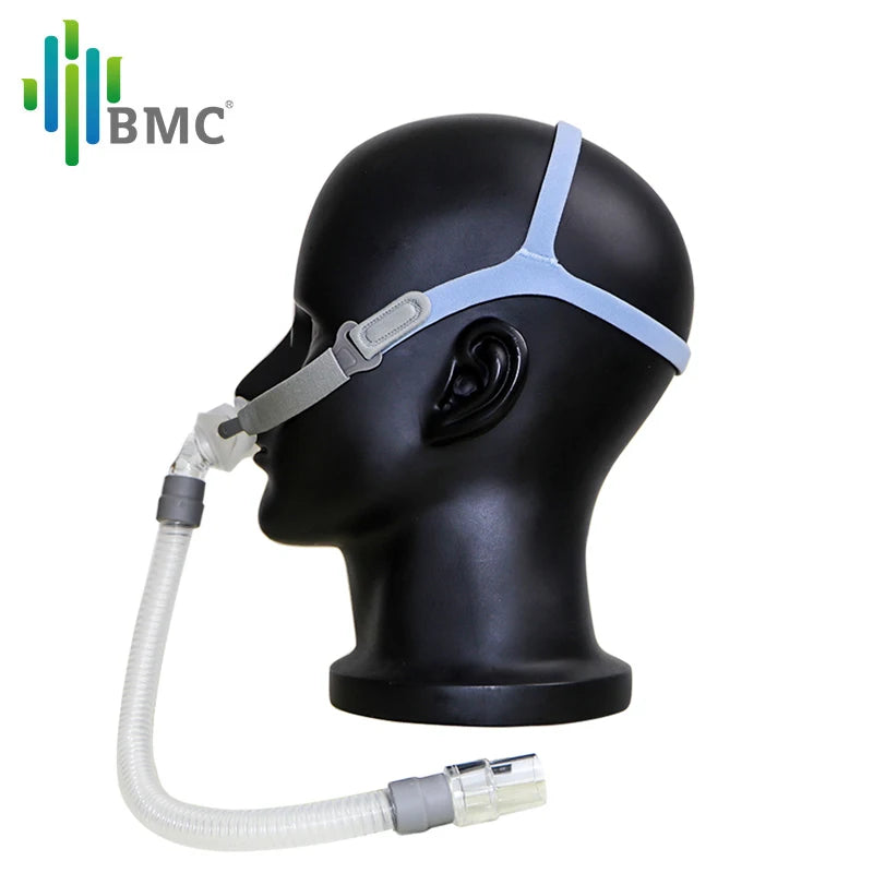 BMC PM2 Nasal Pillow Mask Nose Mask with Headband for CPAP Machine APAP BiPAP S/M/L 3 Sizes Silicone Cushions Apnea CPAP Mask