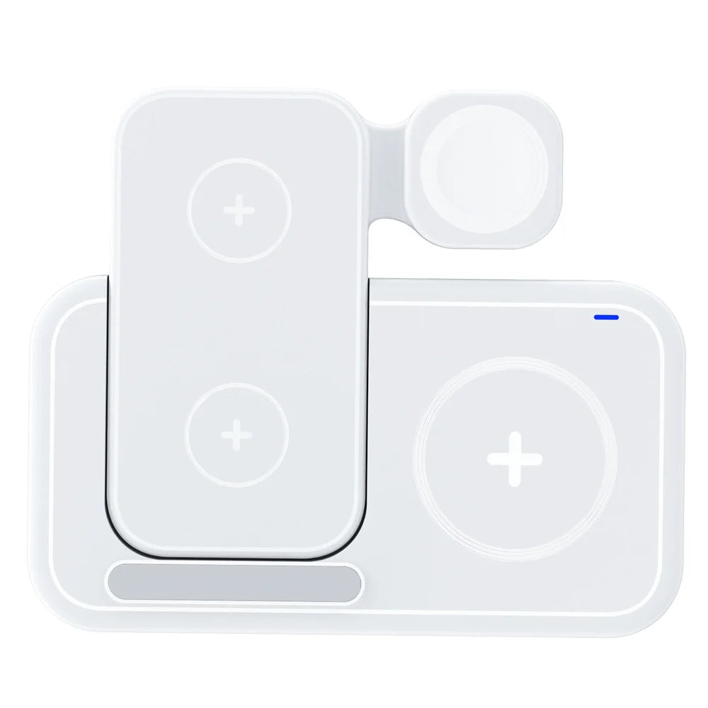 Shenzhen Factory's 3-in-1 15W/5W/3W Foldable Wireless Charger Holder for Smartphones Smart Watches Direct Multifunctional Device Tidesmit