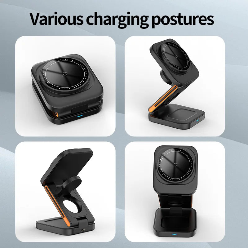 Power bank charger-Trending Products 2025 New Arrivals Phone Watch Earphone Station Mini Travel Power Bank 3 in 1 Foldable Wireless Charger Stand Tidesmit
