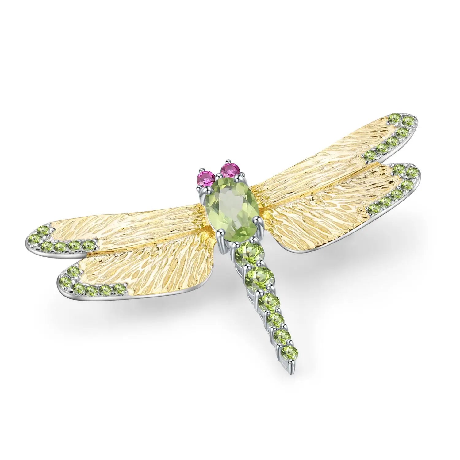 TIANSHE New Chinese Style Vintage Original Natural Gemstone Dragonfly Brooch High-end S925 Pure Silver Suits Accessories Gift