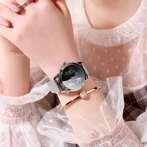 2025 Dropshipping Hot IP68 Waterproof Heart Rate Monitoring Stainless Steel Kw10 Smartwatch Women Smart Watch Fitness Bracelet - Tidesmit