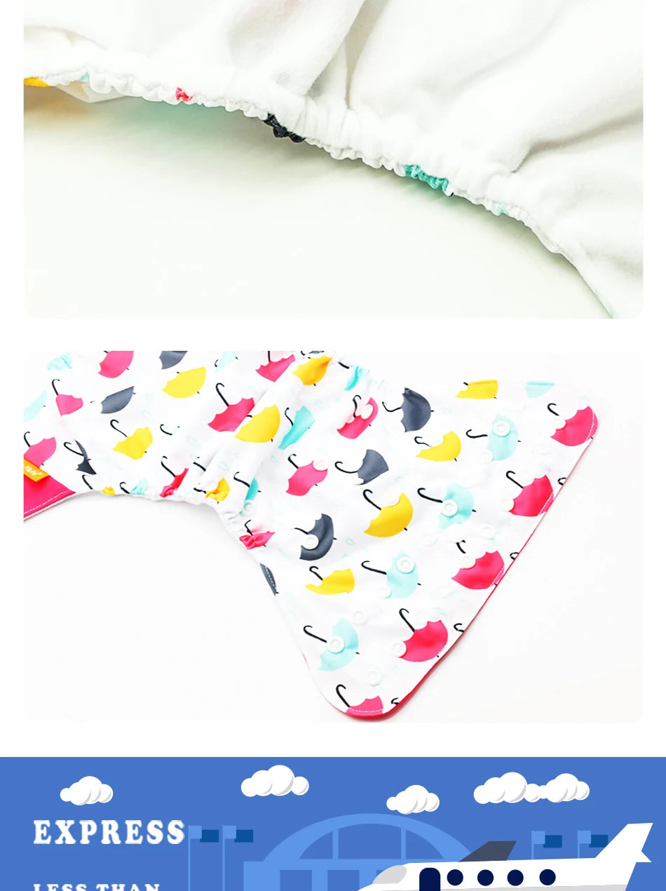 HappyFlute 8 diapers+8 Inserts  Baby Cloth Diapers One Size Adjustable Washable Reusable Cloth Nappy For Baby Girls and Boys