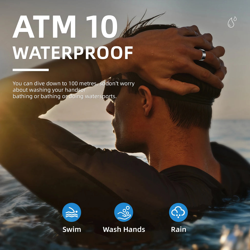 Hyperliving for Bluetooth Smart Ring 10ATM Stainless Steel App Controlled with Android Sleep Tracker Lighting Features Tidesmit