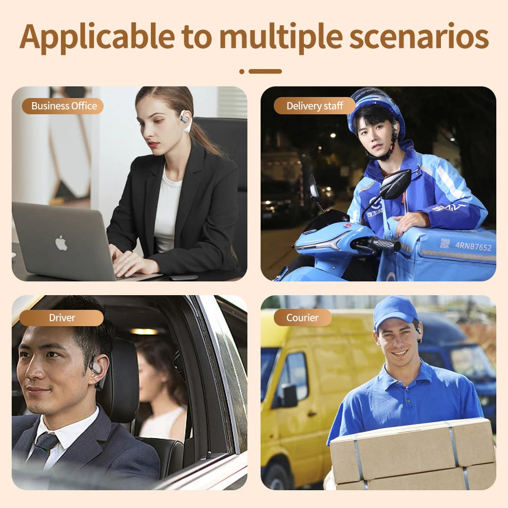 Wireless Earbuds Single Ear OWS Wireless Headset Bone Conduction Over-Ear Stereo Bass Earphones With Earhooks for Sports Running Tidesmit