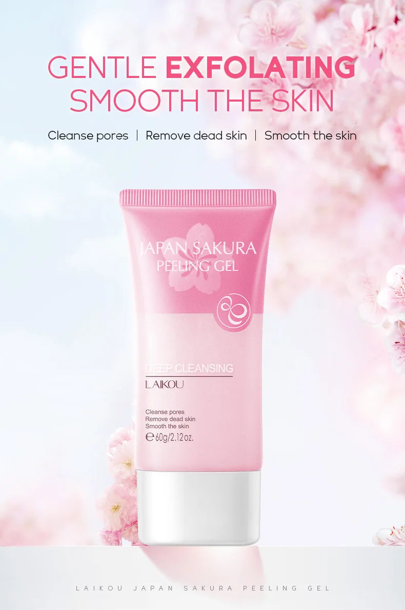 Sakura Exfoliating Face Scrub Gel - Deep Pore Cleanser for Smooth Skin Scrubs Treatments Tidesmit