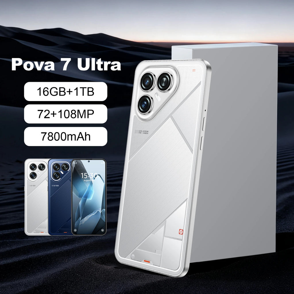 Pova7 Ultra 5G Smartphone, 16GB RAM, 1TB Storage - Black Tidesmit