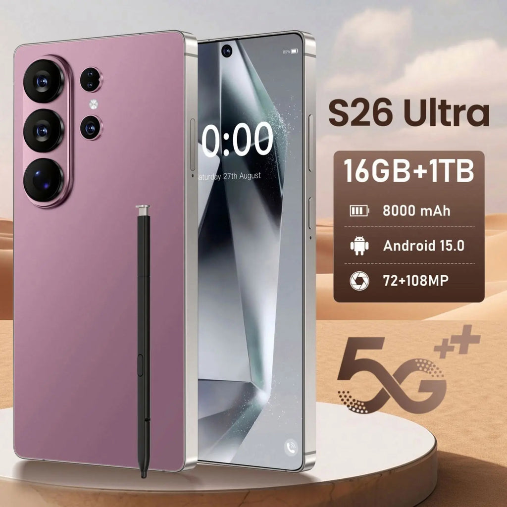 2026 S26 Ultra 5G Unlocked Android 15 Smartphone 16GB RAM 1TB Storage 7999mAh Battery 108MP Camera Multi-language