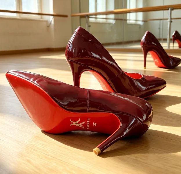9.5/10.5cm Latin Dance Heels Shoes Pointed Toe Classic Red Sole Stiletto Pumps Jazz Chacha Ballroom Salsa Performance for Women