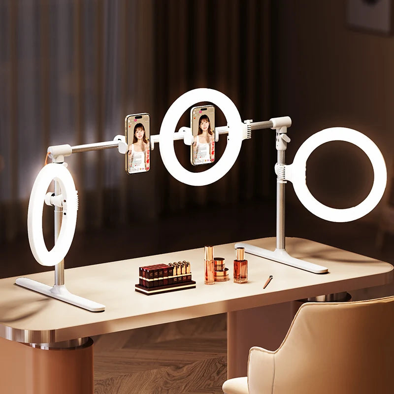 Jopree F5 Live Makeup Flexible Mmulti-Functional Selfie Led Ring Light With Phone Holder Overhead Bracket Set With Soft Light Tidesmit