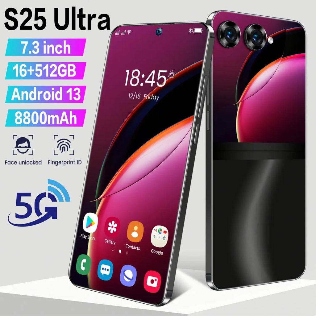 2025 New Design Fold S25 Ultra+ 5G Cell Mobile Phone 14+514GB Huge Memory Android 14 Hot Selling S Fold 24 Smart Phone Tidesmit