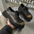 Men's Waterproof Winter Thick Sole Round Toe Lace-Up Formal Shoes with Microfiber Leather Upper and Shock-Absorbent Outsole