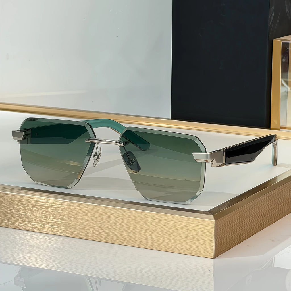 Luxury Designer Sunglasses for Men Universal Fashion Metal Square Vintage Premium Eyeglasses Business Reusable Polarized