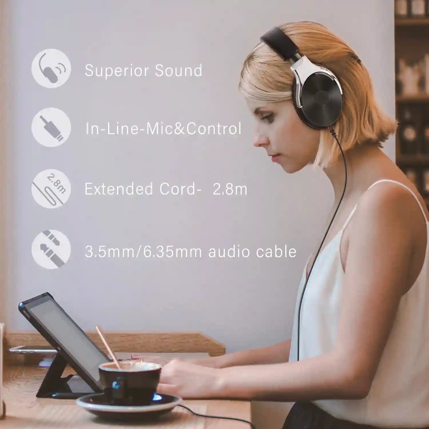 Wired Over-Ear Studio Monitor Headphones for Professional Audio Monitoring Tidesmit