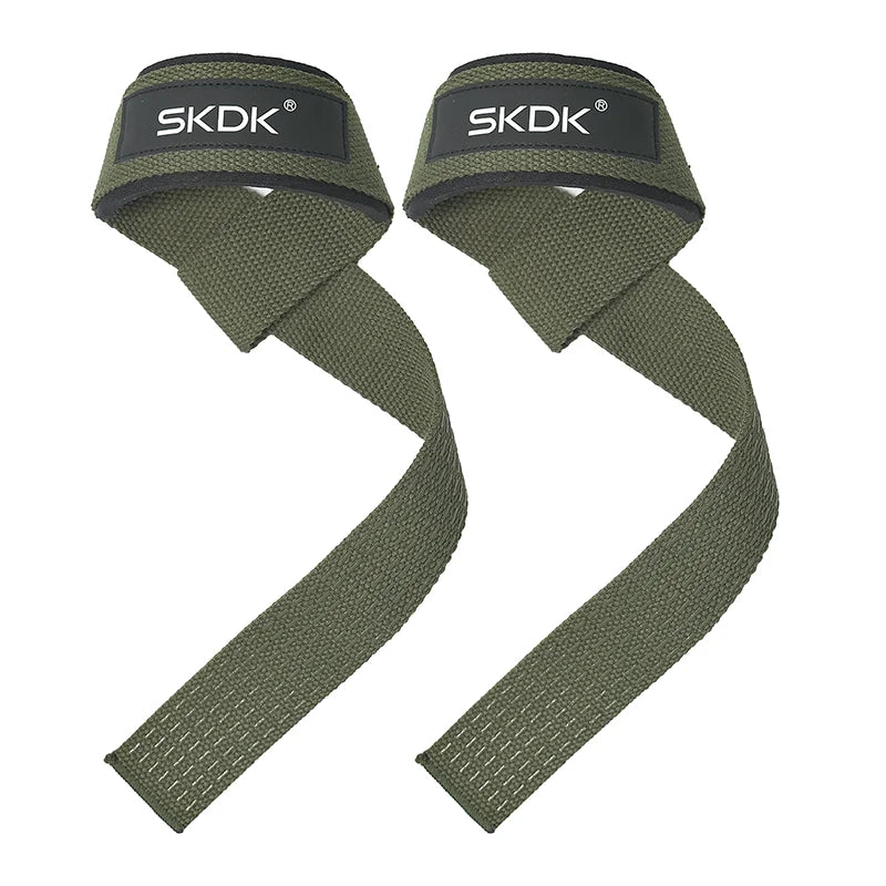 Custom Logo Adjustable Weight Lifting Wrist Straps Bodybuilding Powerlifting Strength Training Deadlifts Hand Lifting Straps Army Green 55*3.5cm Tidesmit