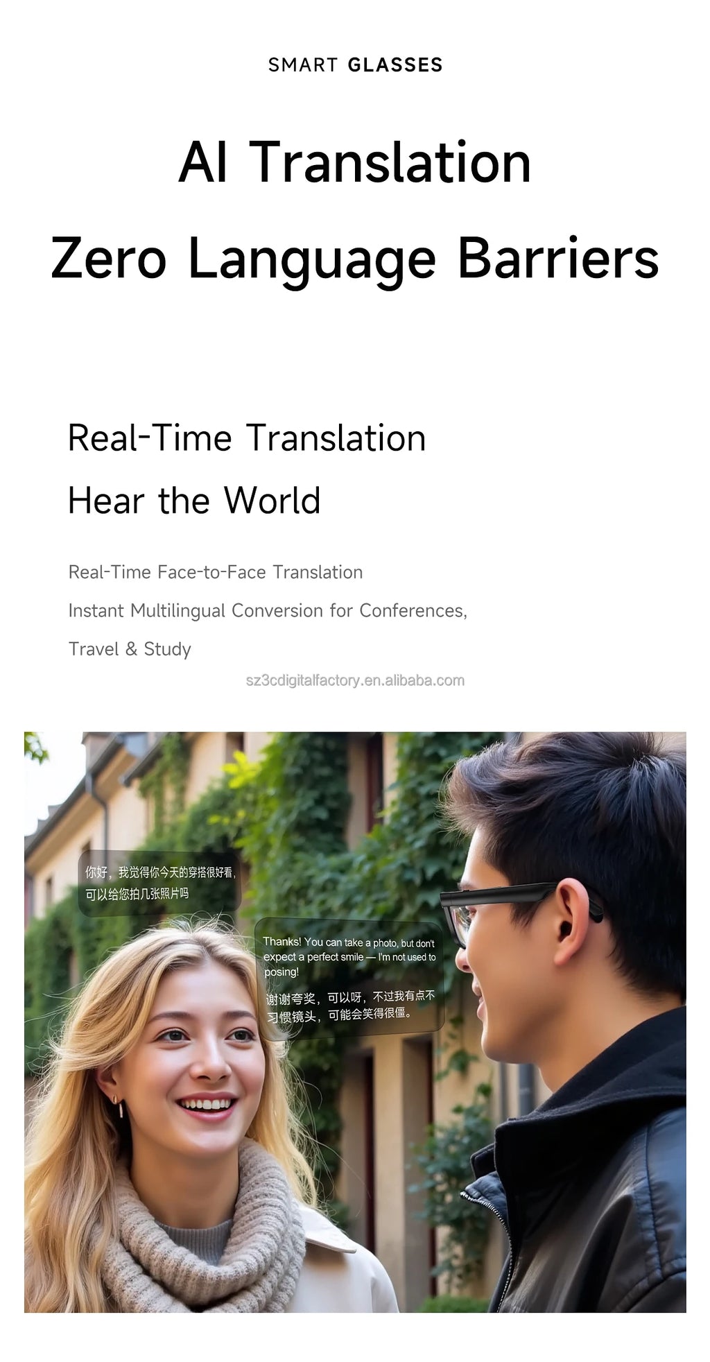 NextGen CY01 Smart Glasses AIPowered Translation 8.0MP Camera Multimedia Player AR Hardware Glasses Tidesmit