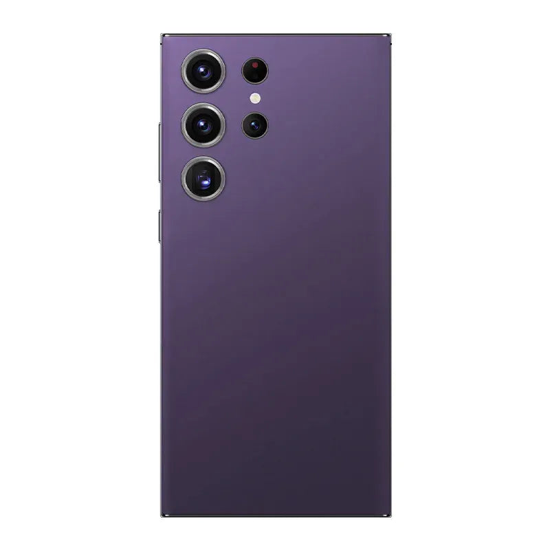Purple smartphone back with quad rear camera array