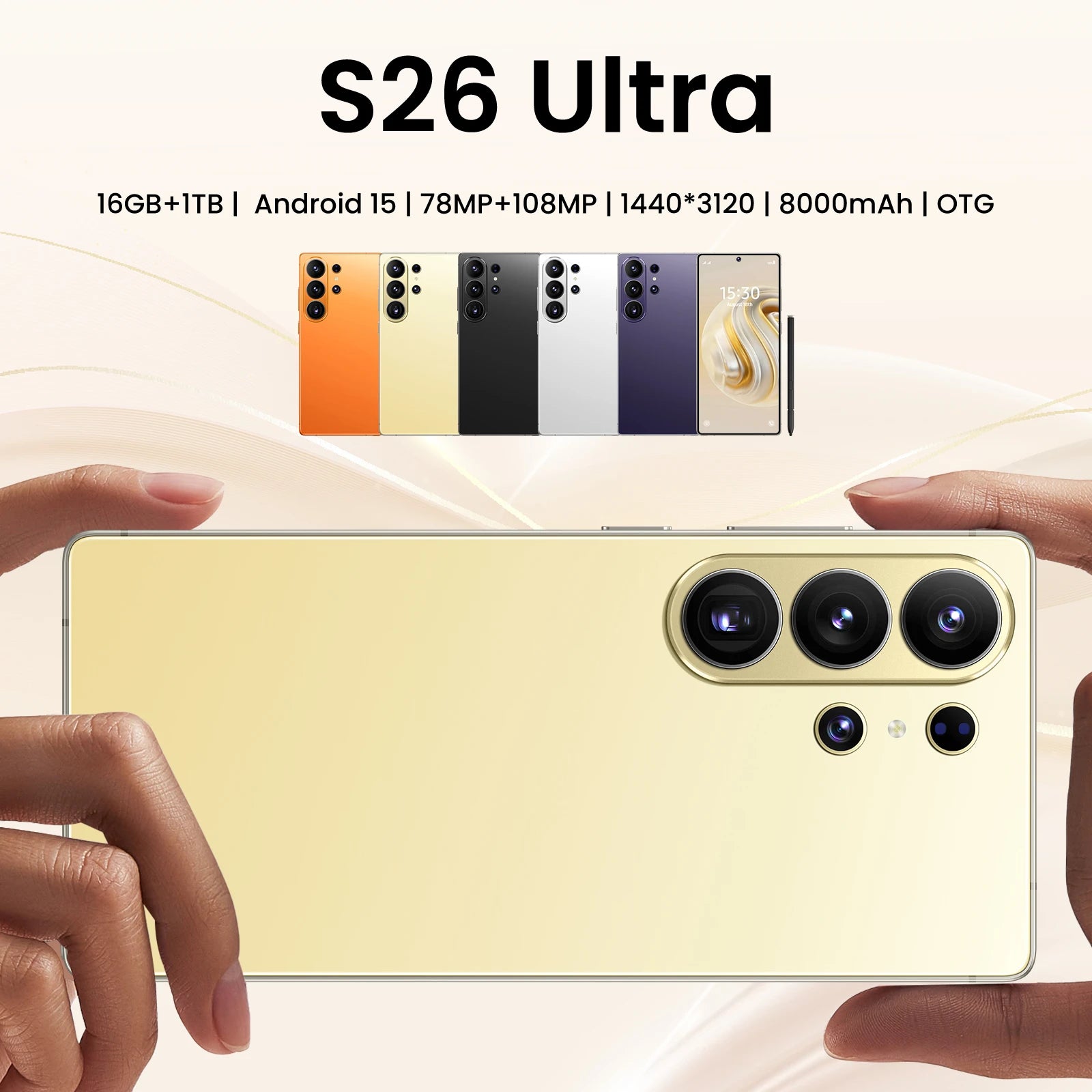 S26 Ultra smartphone with 22GB RAM 2TB storage Android 15 and 108MP camera, gallery view 11