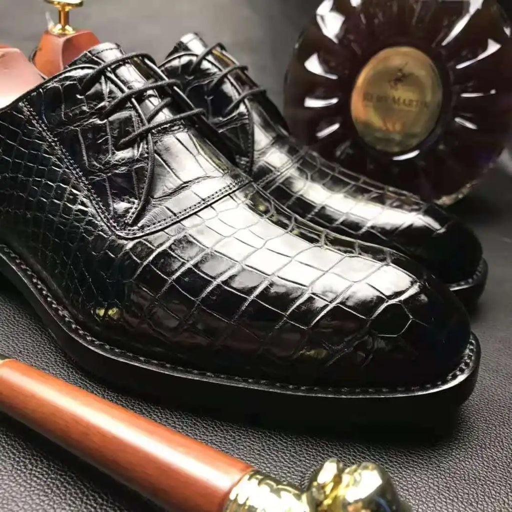 Goodyear Luxury Crocodile Leather Wedding Shoes Men Alligator Party Official Mens Shoes High Quality Classic Men's Dress Shoes