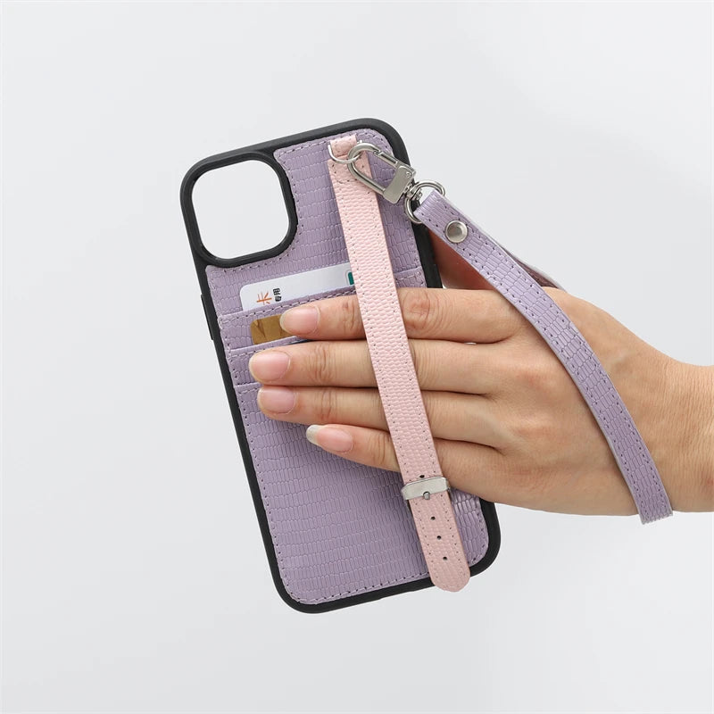 Custom Newest Luxury Brand Leather Mobile Phone Cases Cover With Credit Card Slots Holders Strap Crossbody for Iphone 14 Pro Max Tidesmit