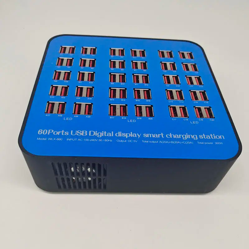 Best Seller 300w 60ports Usb Multiple Phone Charging Station Multi-function Multi-port Charger for Mobile and Watch Charger Tidesmit