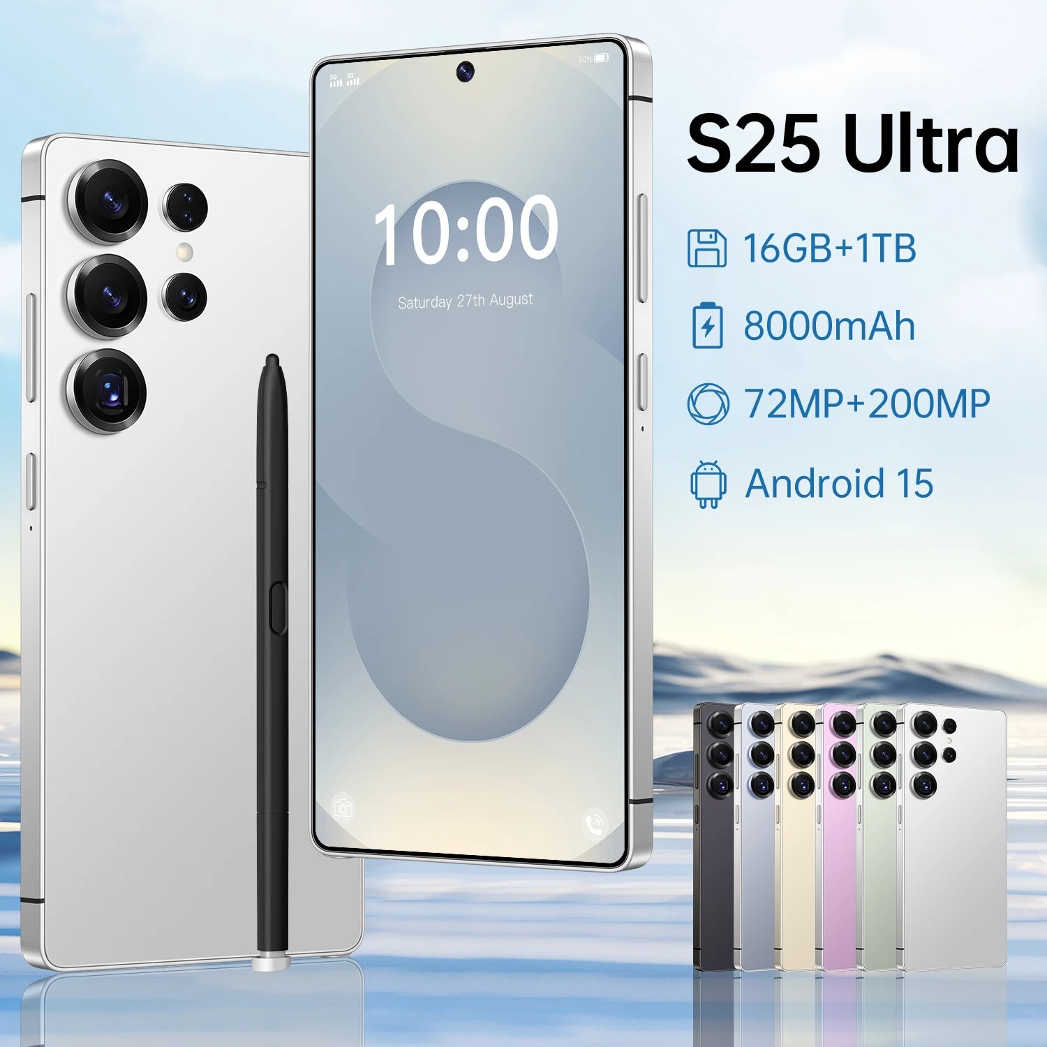 S25 Ultra 5G Smartphone 16GB RAM 1TB ROM - Reliable High-Capacity Performance White 16g 1TB Tidesmit