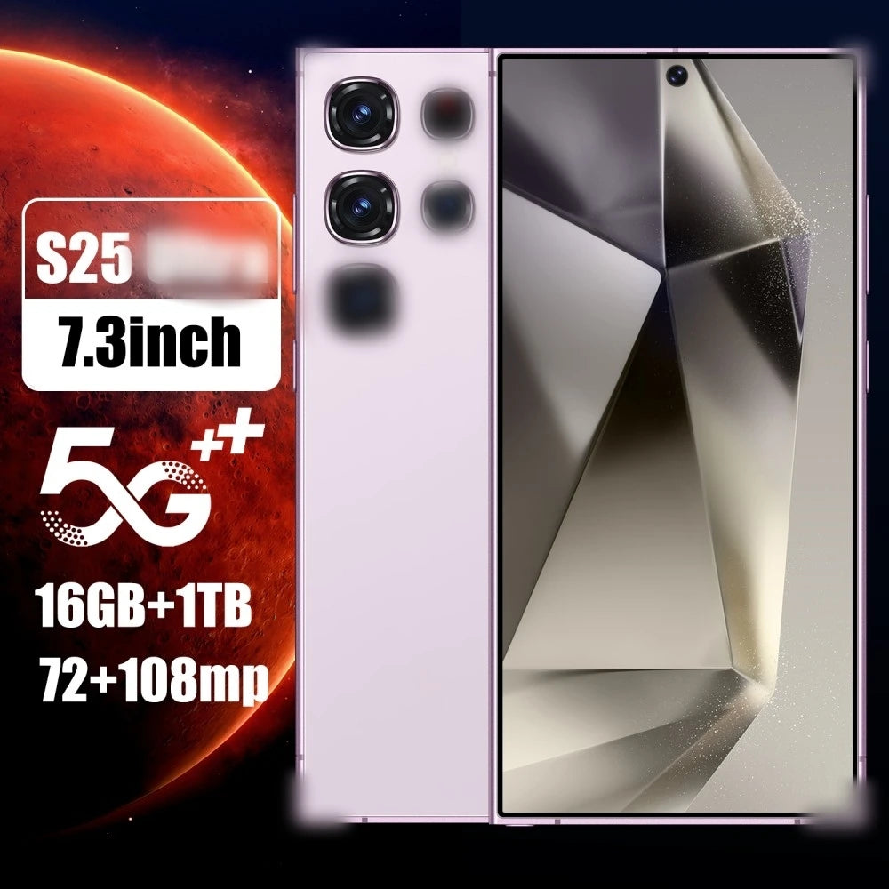 Hot Selling RTS S25 Original 16gb+1tb 72MP+108MP Face Unlock Full Display Android 14 Cell Phone Smart Mobile Phone 7.3inch Pink 16g Tidesmit