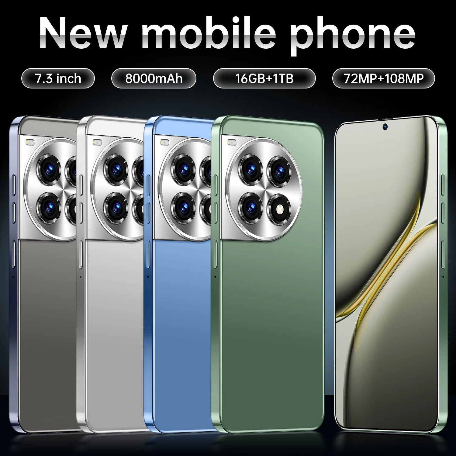 2025 Newest OnePlus 12R 5G Global, 12GB+256GB 7.3 Inch ColorOS 15 Deca Core Smart Phone Tidesmit