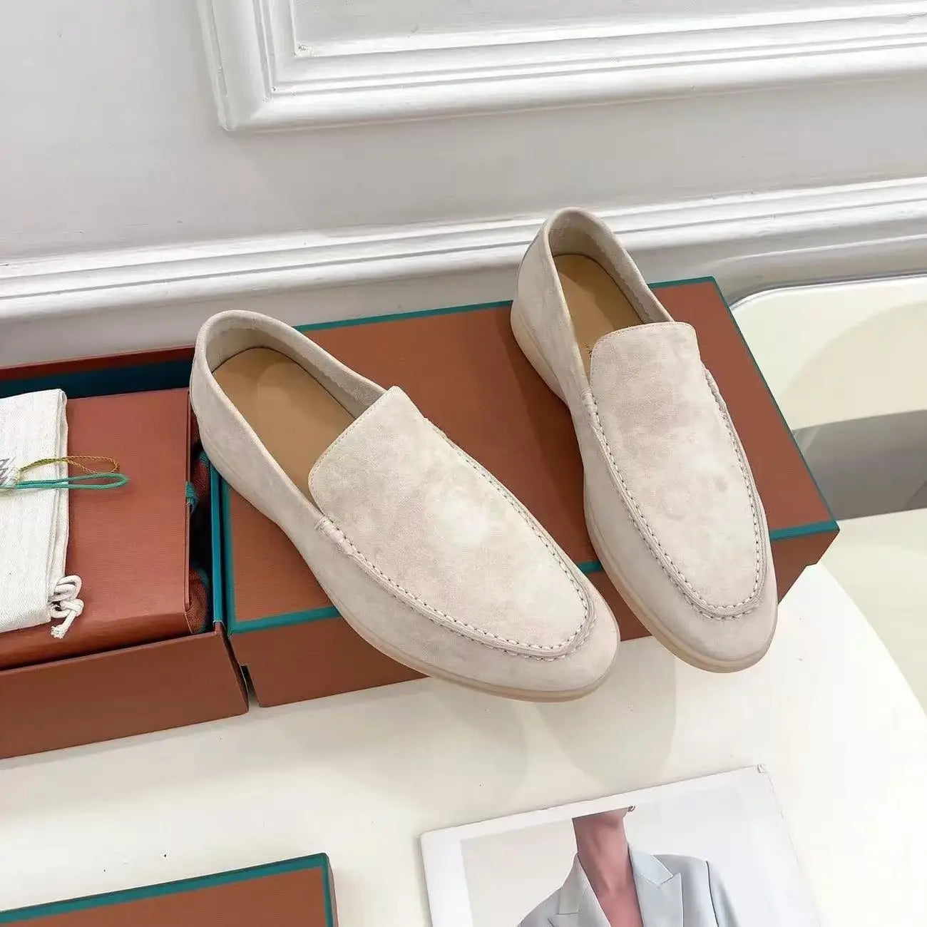 Luxury Designer LP Baotou Womens French-Style Loafers Genuine Leather Tassel Shoes Outdoor Wear Lazy-Style Breathable