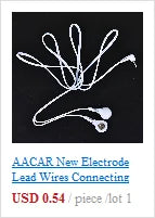 White electrode lead wires with connectors for TENS scalp massage and pain relief therapy on black background.