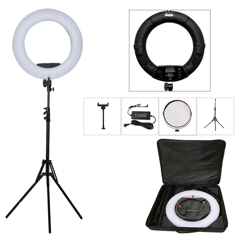 18-Inch Ring Light With Tripod Stand - Dimmable LED Studio Kit Black Kit Tidesmit