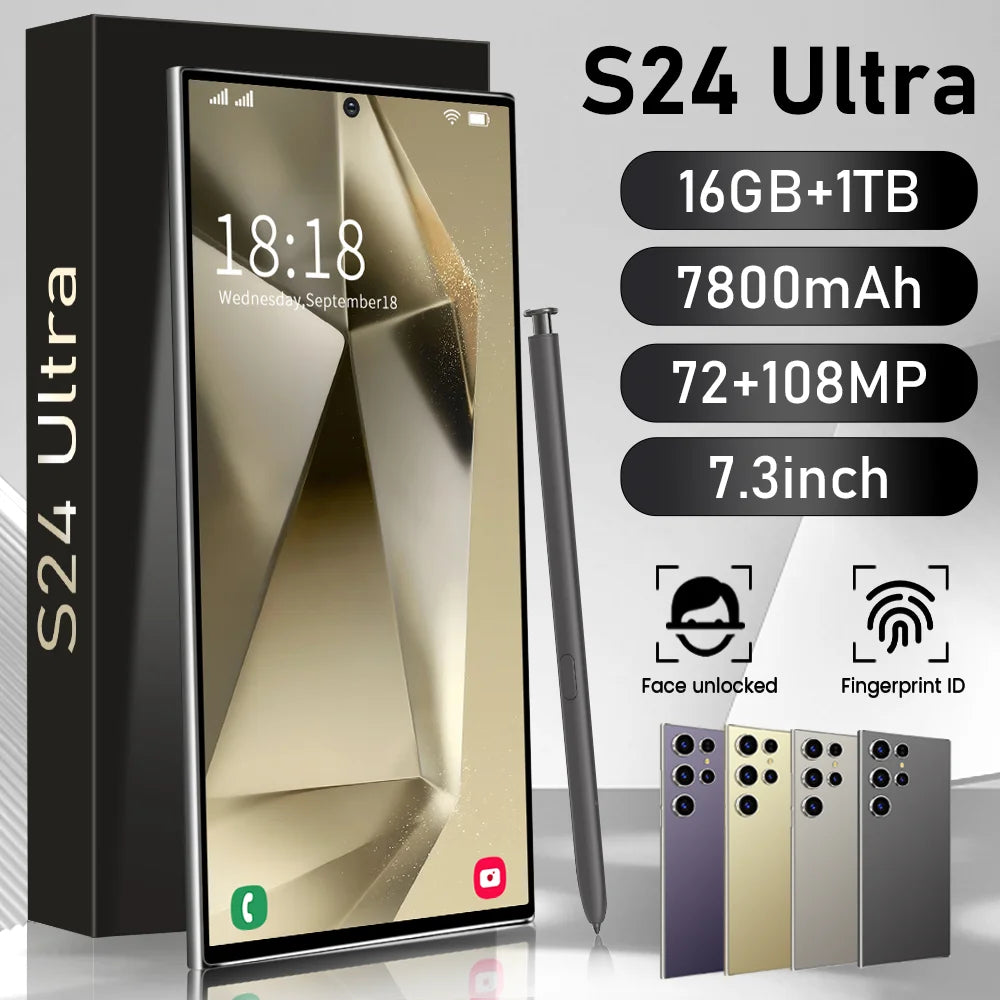 High Quality Original S24 Smartphone S24 Ultra Smart Phone Unlocked 4g 5g Cellphone 7.3inch Tidesmit