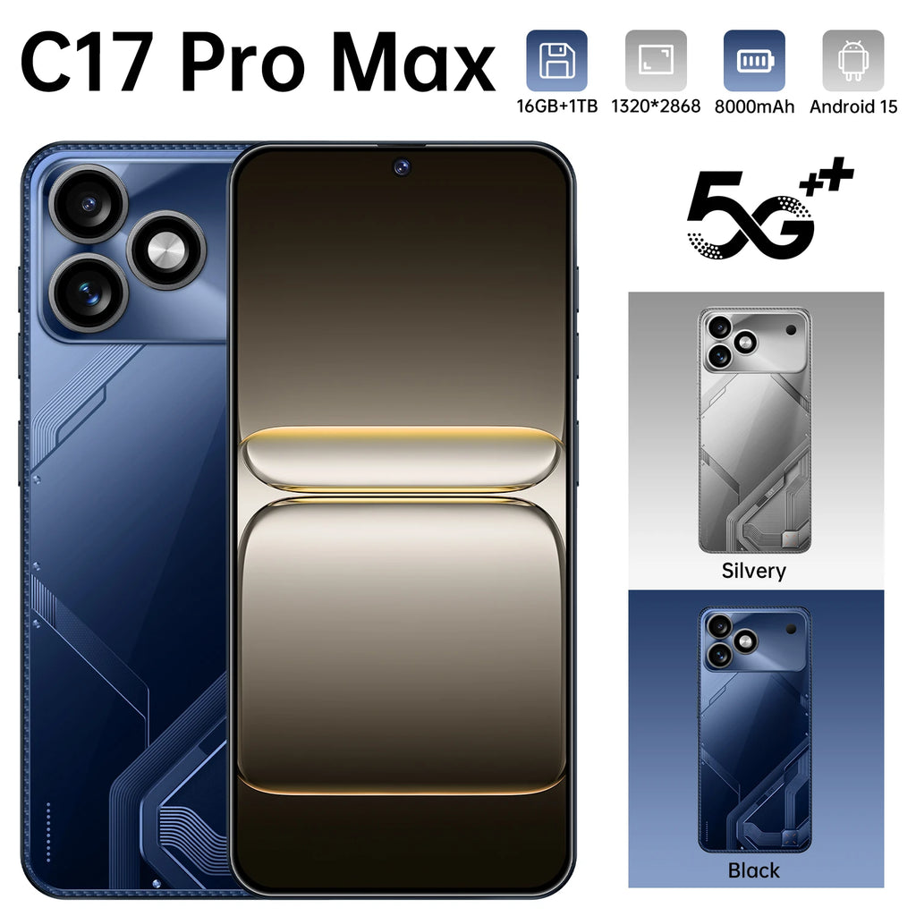 Close-up of Tidesmit C17Pro smartphone showing textured casing side buttons and charging port design.