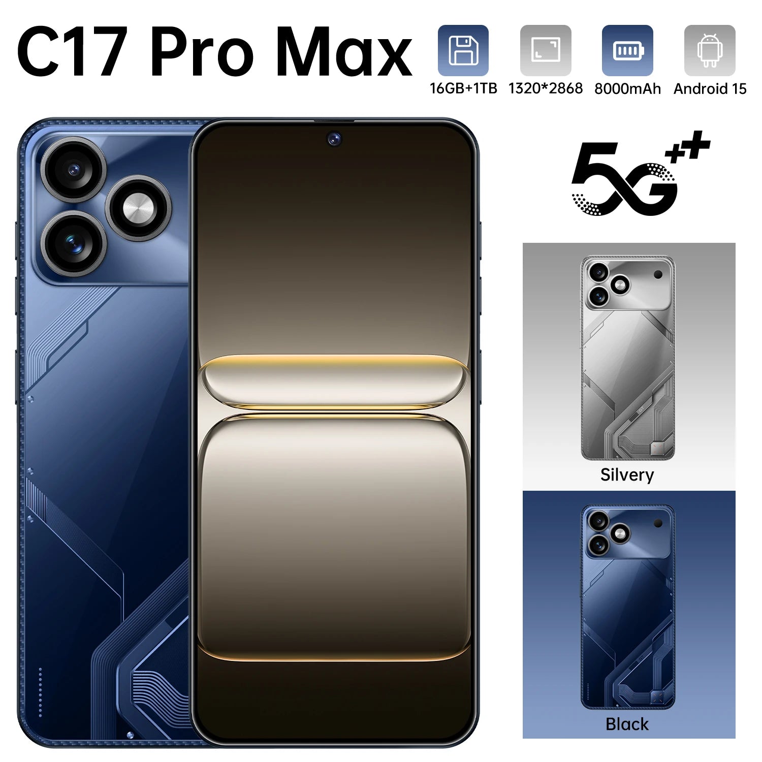 Close-up of Tidesmit C17Pro smartphone showing textured casing side buttons and charging port design.