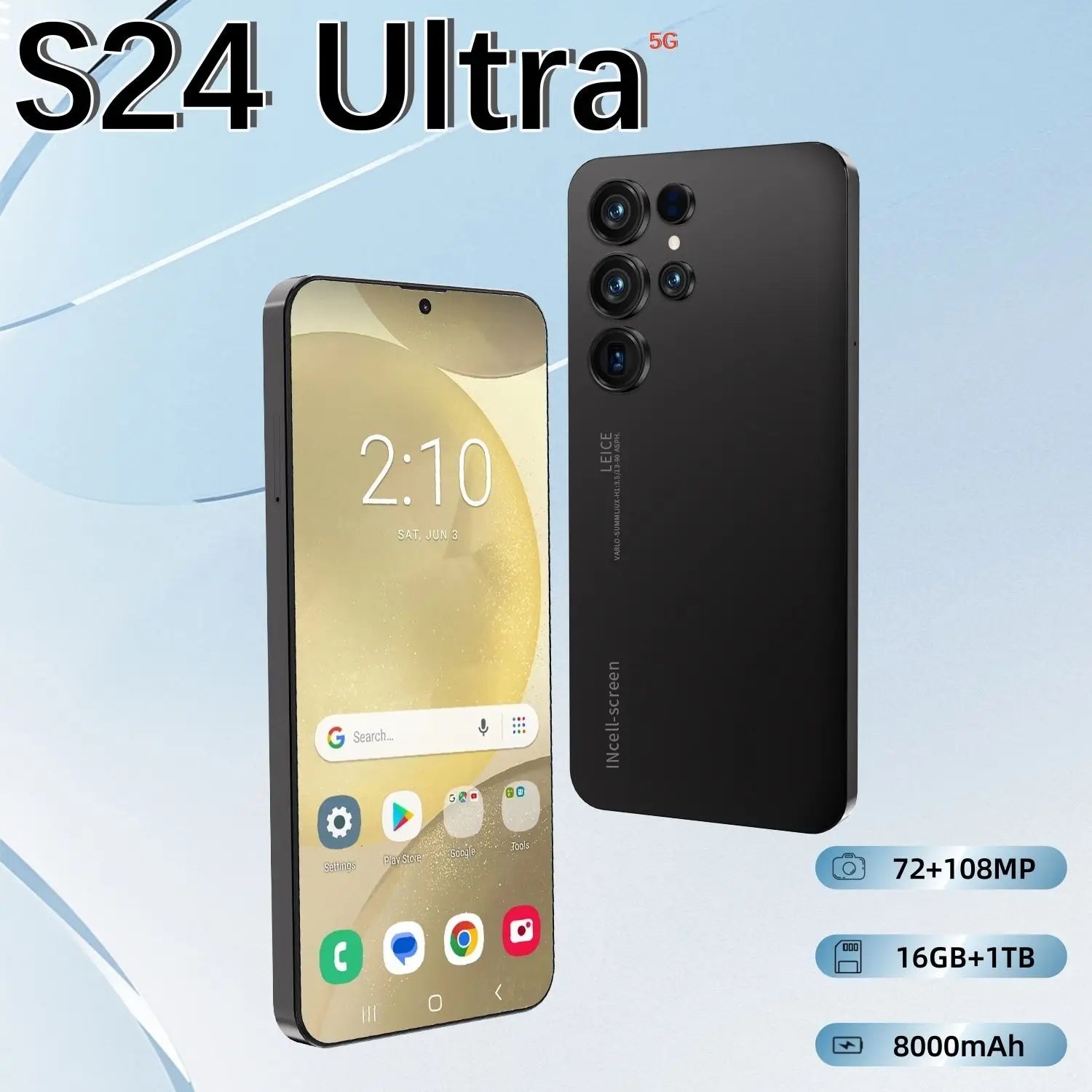 Original Samsung S24 Ultra 5G smartphone with 7.3 inch HD display 16GB RAM and 1TB storage