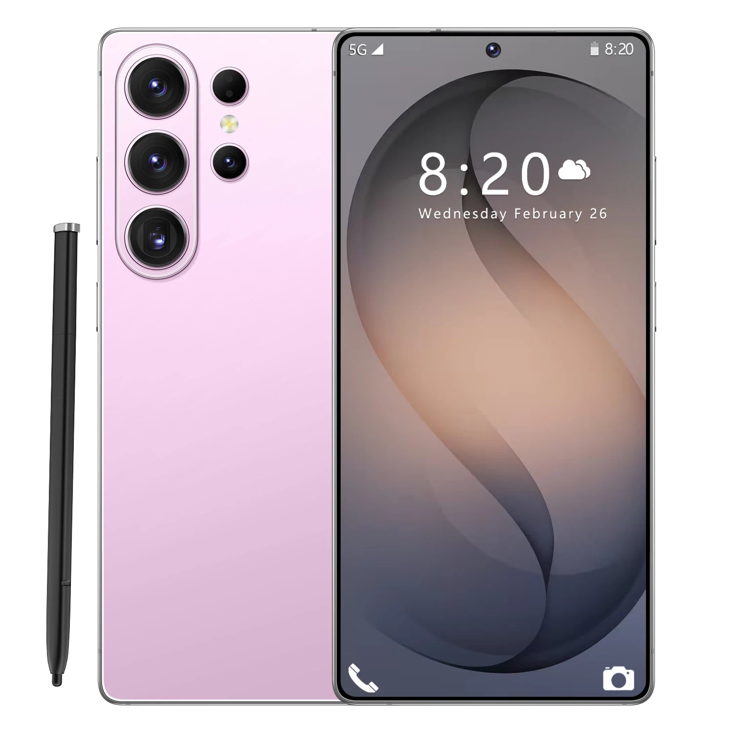 Original S26 Ultra 5G smartphone with 7.3 inch HD display, 16GB RAM, 1TB storage and 108MP camera, silver finish view.