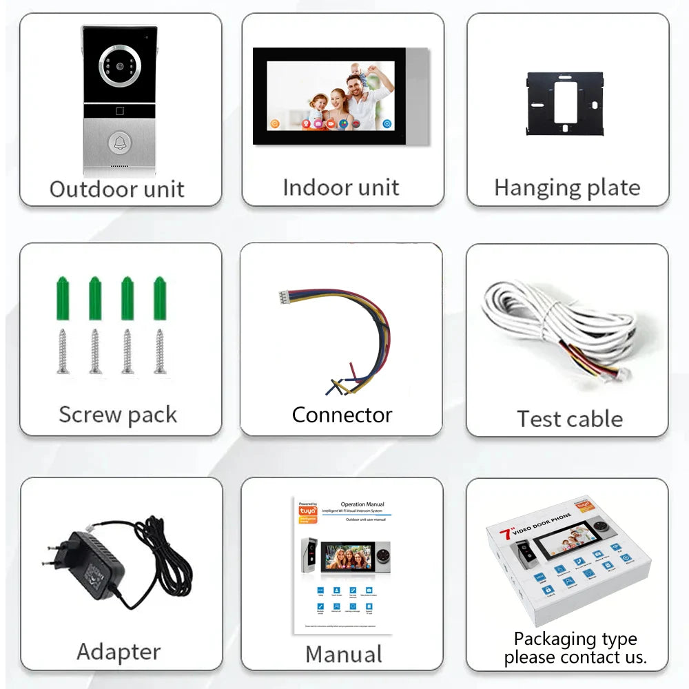 Tuya Smart App Remote Control ID Card Unlock Recording Smart Wifi Video Door Phone Doorbell Intercom System for Villa Tidesmit